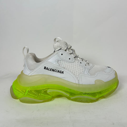 Balenciaga White/Neon Triple S Sneaker Size 38