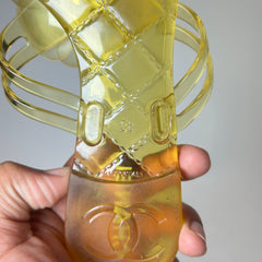Chanel Yellow Camellia CC Jelly Sandals Size 38