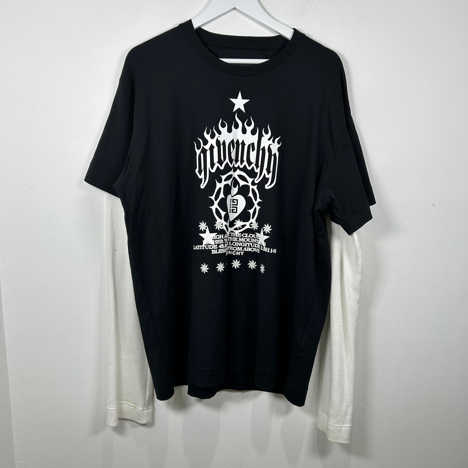 Givenchy Graphic Logo Layered Thermal Longsleeve T-Shirt Size XL
