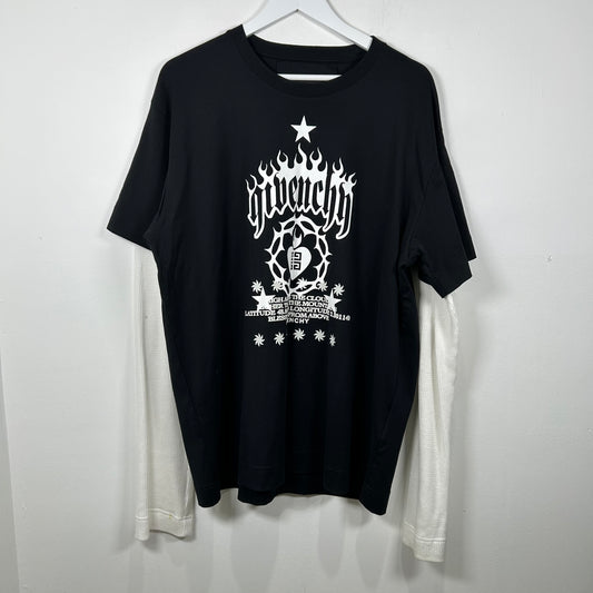 Givenchy Graphic Logo Layered Thermal Longsleeve T-Shirt Size XL