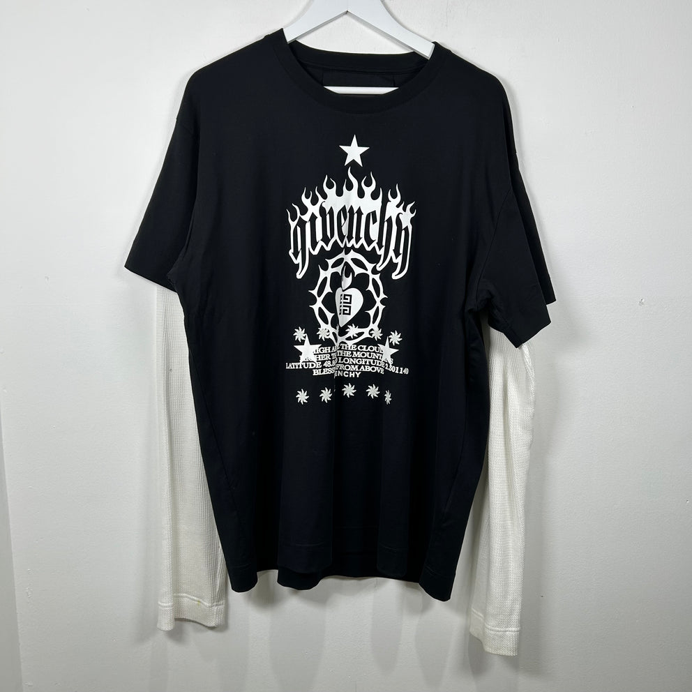Givenchy Graphic Logo Layered Thermal Longsleeve T-Shirt Size XL