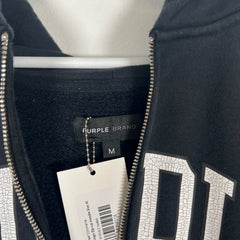 Purple Black Logo Zip-up Hoodie Size M