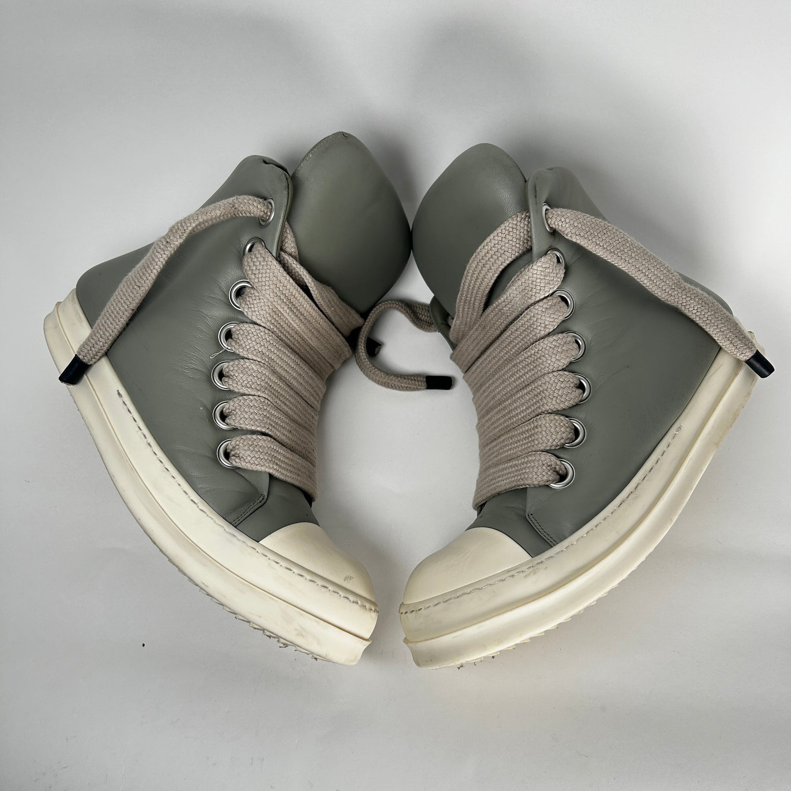 Rick Owens Light Gray Padded Jumbo-Lace Ramone Size 45
