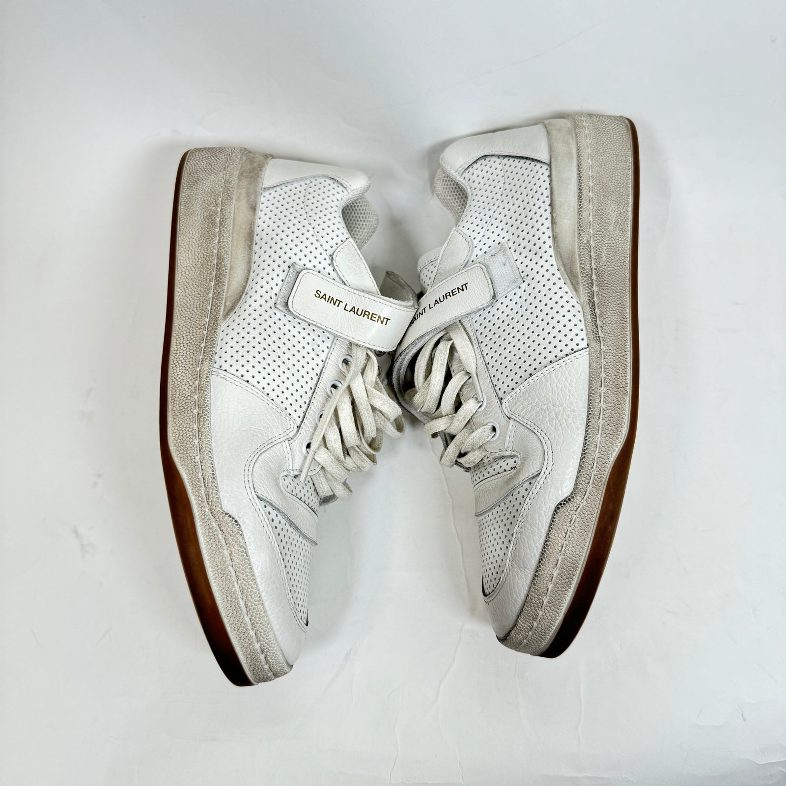 Saint Laurent White SL24 Leather Sneakers Size 42.5