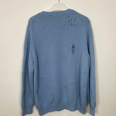 Helmut Lang Distressed Blue Wool Sweater Size M