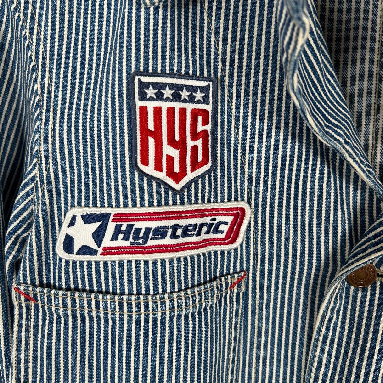 Hysteric Glamour Pin-Stripe Patch Work Jacket Size M