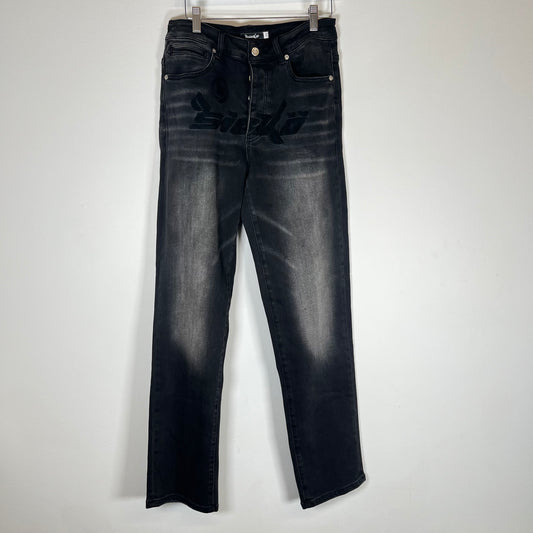 Sicko Born From Pain Black Chain Stitch Jeans Size 28