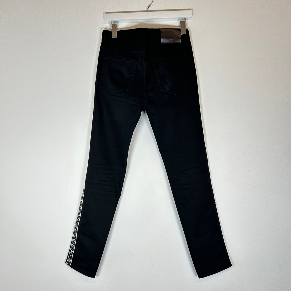 Givenchy Black Striped Logo Jeans Size 28
