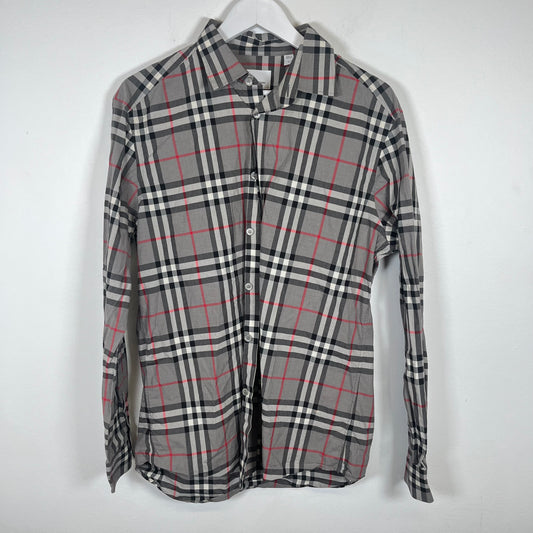 Burberry Grey Check LS Button Up Sz L