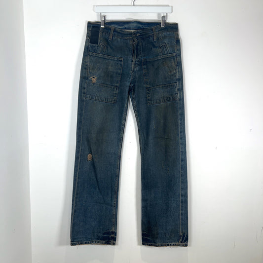 Rick Owens Slab Oil Stain Blue Jeans