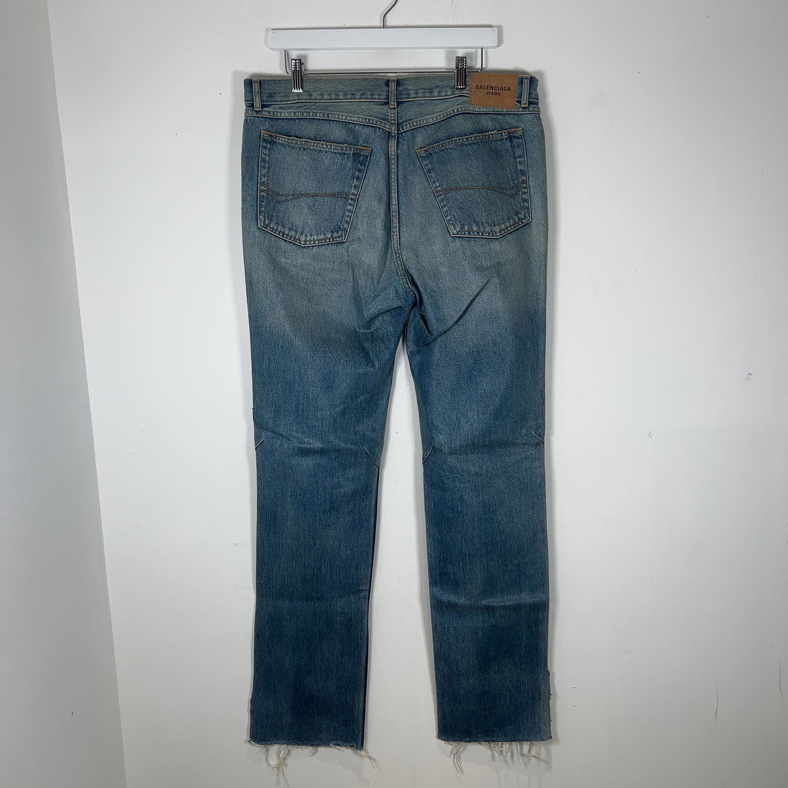 Balenciaga Waxed Distressed Denim Jeans