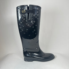 Louis Vuitton Black Monogram Rain Boots Size 38