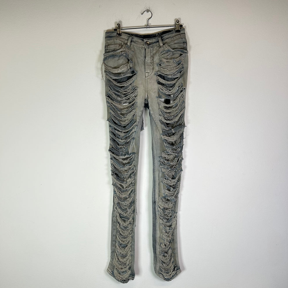 Rick Owens DRKSHDW Shredded Detroit Cut Denim Jeans
