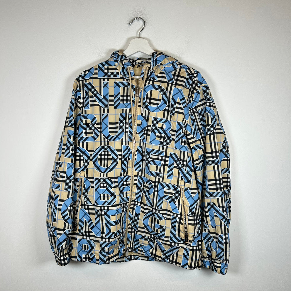 Burberry Blue Vintage Check Nylon Windbreaker Size S