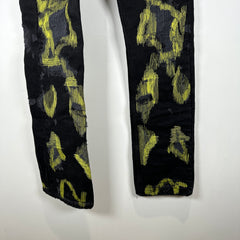 Endless Black/Yellow Embroidered Jeans Size 28