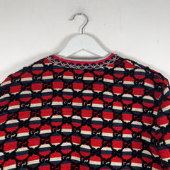 Gucci Flocked Tweed Cutting Jacket Red/Silver Size M