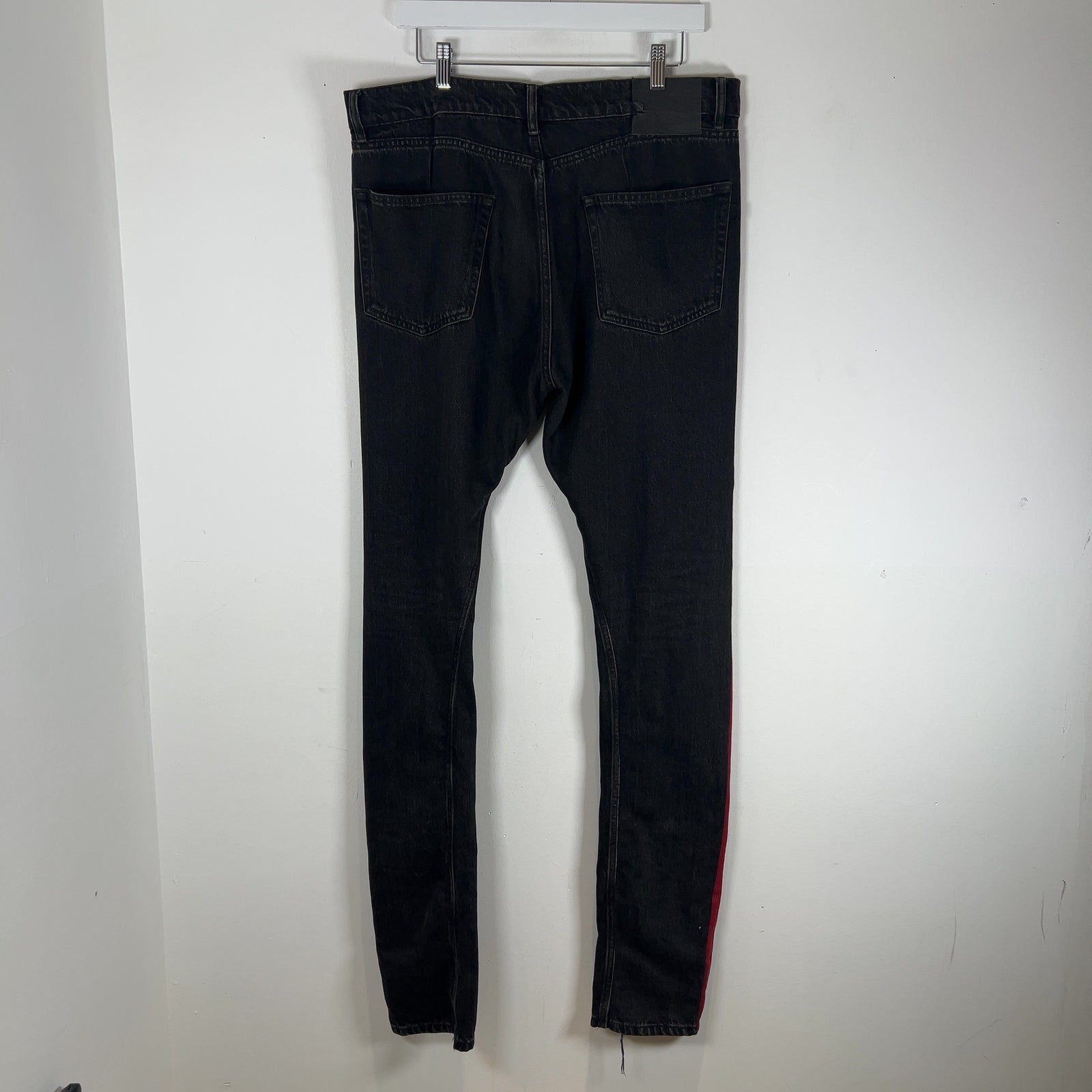 Balenciaga Red Paint Stripe Denim Jeans