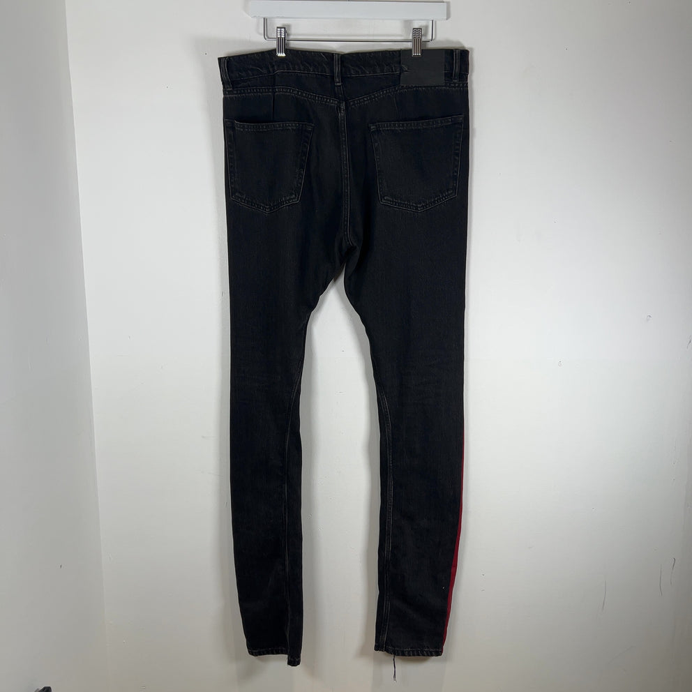 Balenciaga Red Paint Stripe Denim Jeans