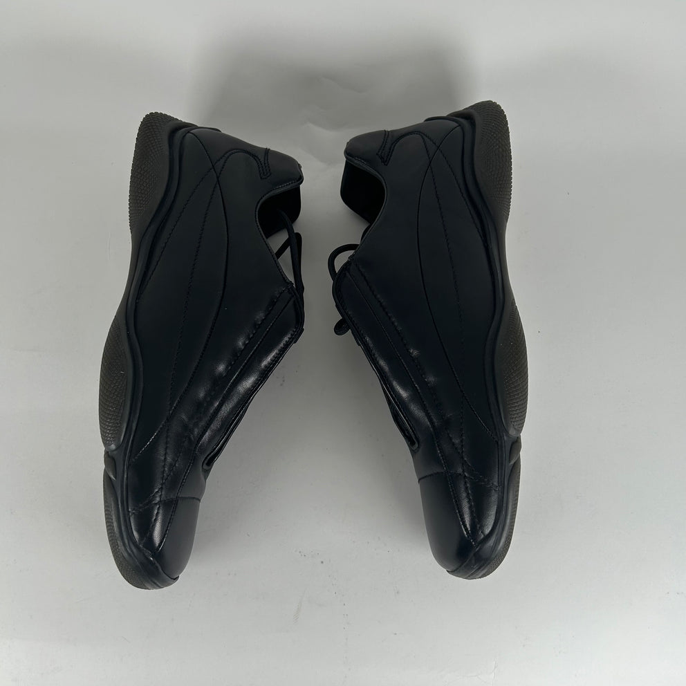 Prada Sport Black Leather Square Toe Trainers Size 9.5