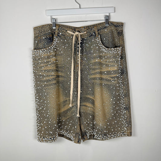 Vale Pearl/Rhinstone Denim Shorts Size 34