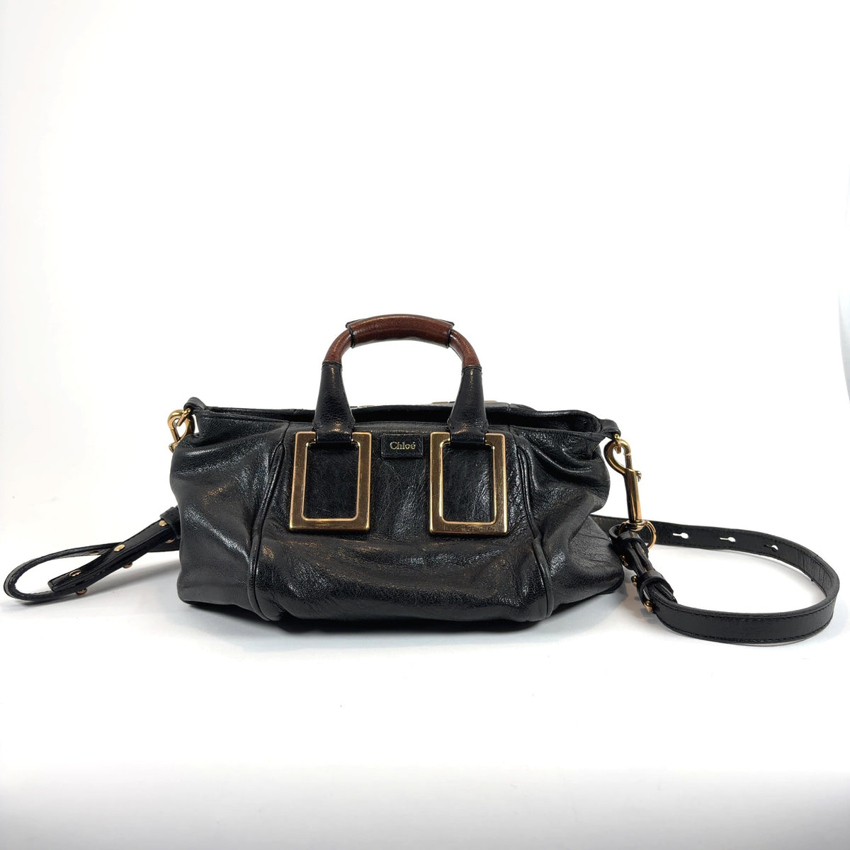 Chloe Ethel Black Leather Satchel Shoulder Bag
