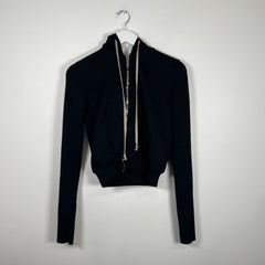 Rick Owens Black Cropped Hoodie Size M