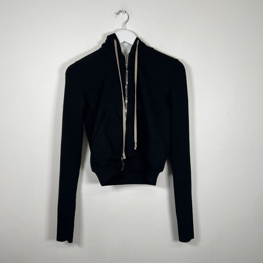 Rick Owens Black Cropped Hoodie Size M