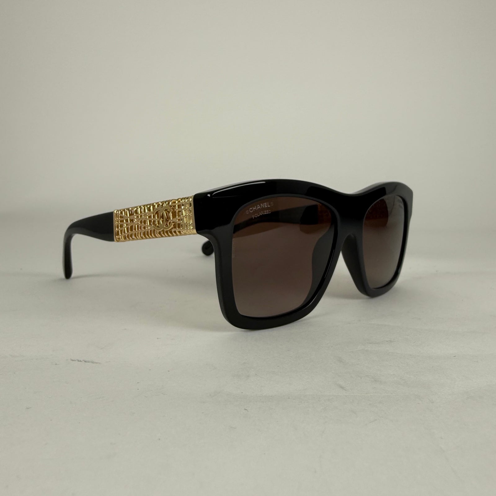 Chanel Black/Gold Tweed Polarized Sunglasses