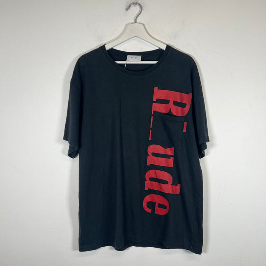 Rhude Black/Red Vertical Logo T-Shirt Size L