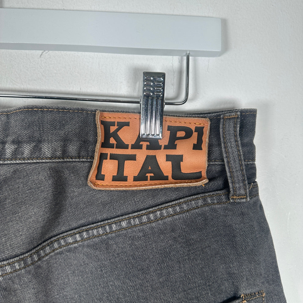 Kapital Washed Grey Bone Denim Shorts Size 32