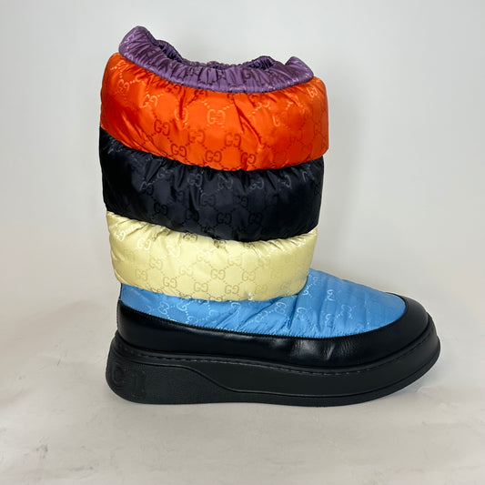 Gucci Multicolor GG Nylon Padded Snow Boots Size GG 9.5