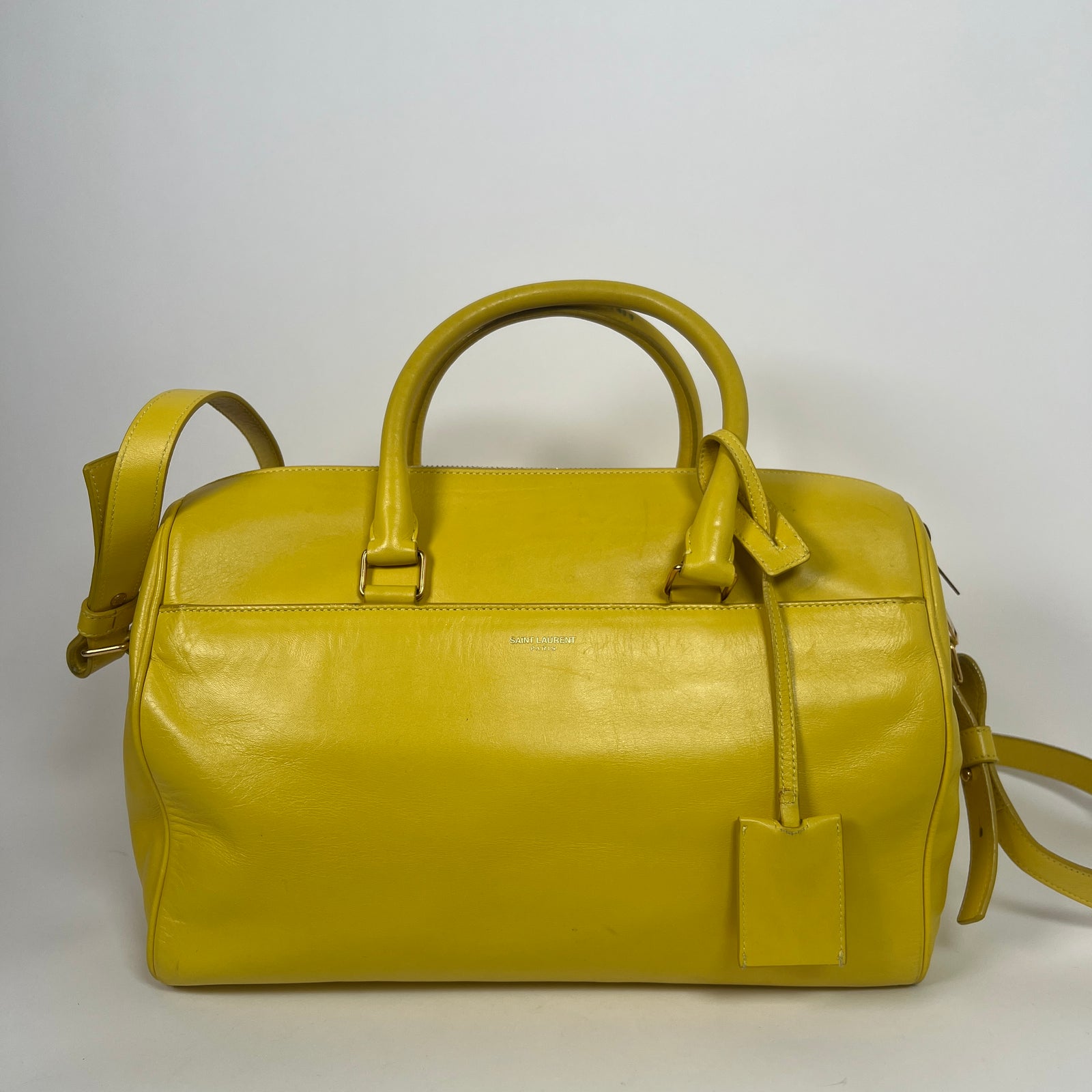 Saint Laurent Yellow Calfskin Leather Classic Baby Duffle Bag