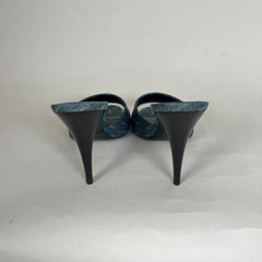 Saint Laurent La 16 Denim Logo Heels Size 37