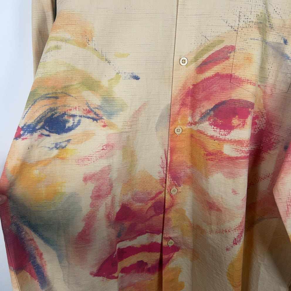 KidSuper Watercolor Face Graphic Button-Up Shirt