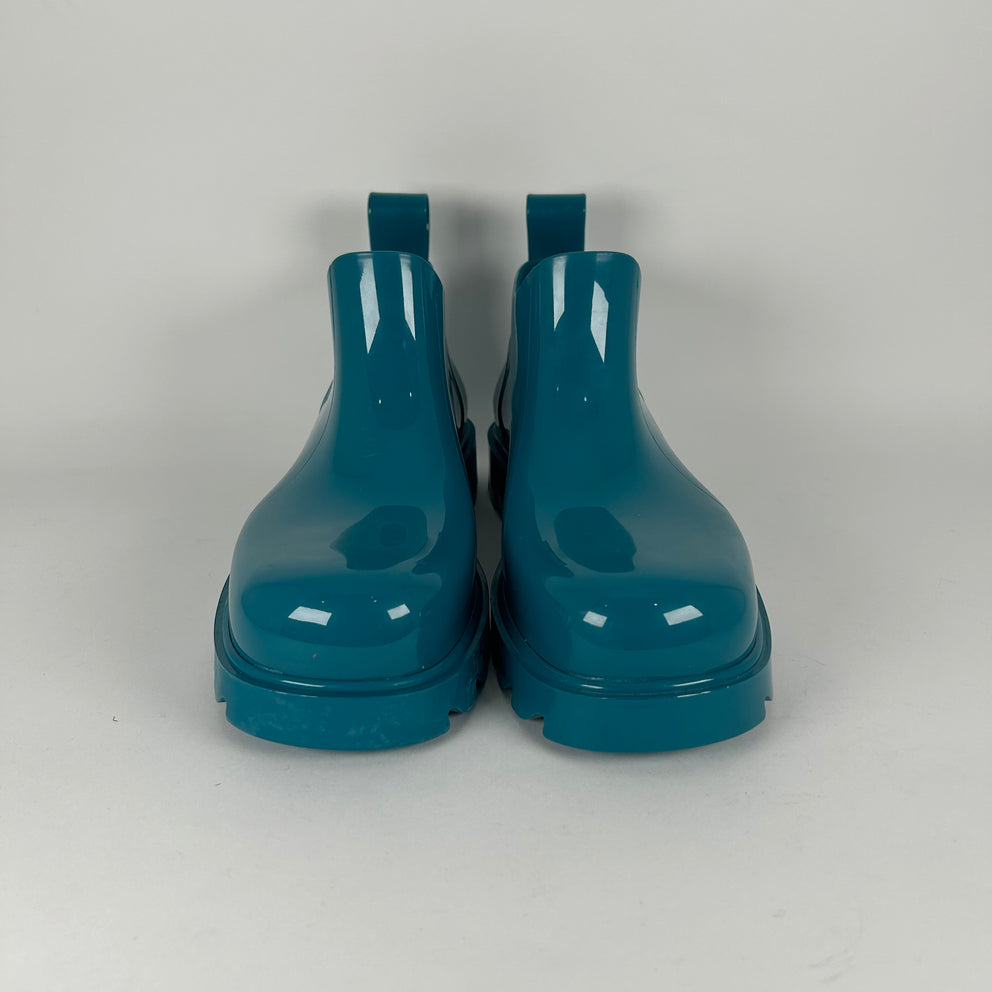 Bottega Veneta Stride Shiny Rubber Ankle Boots Size 43