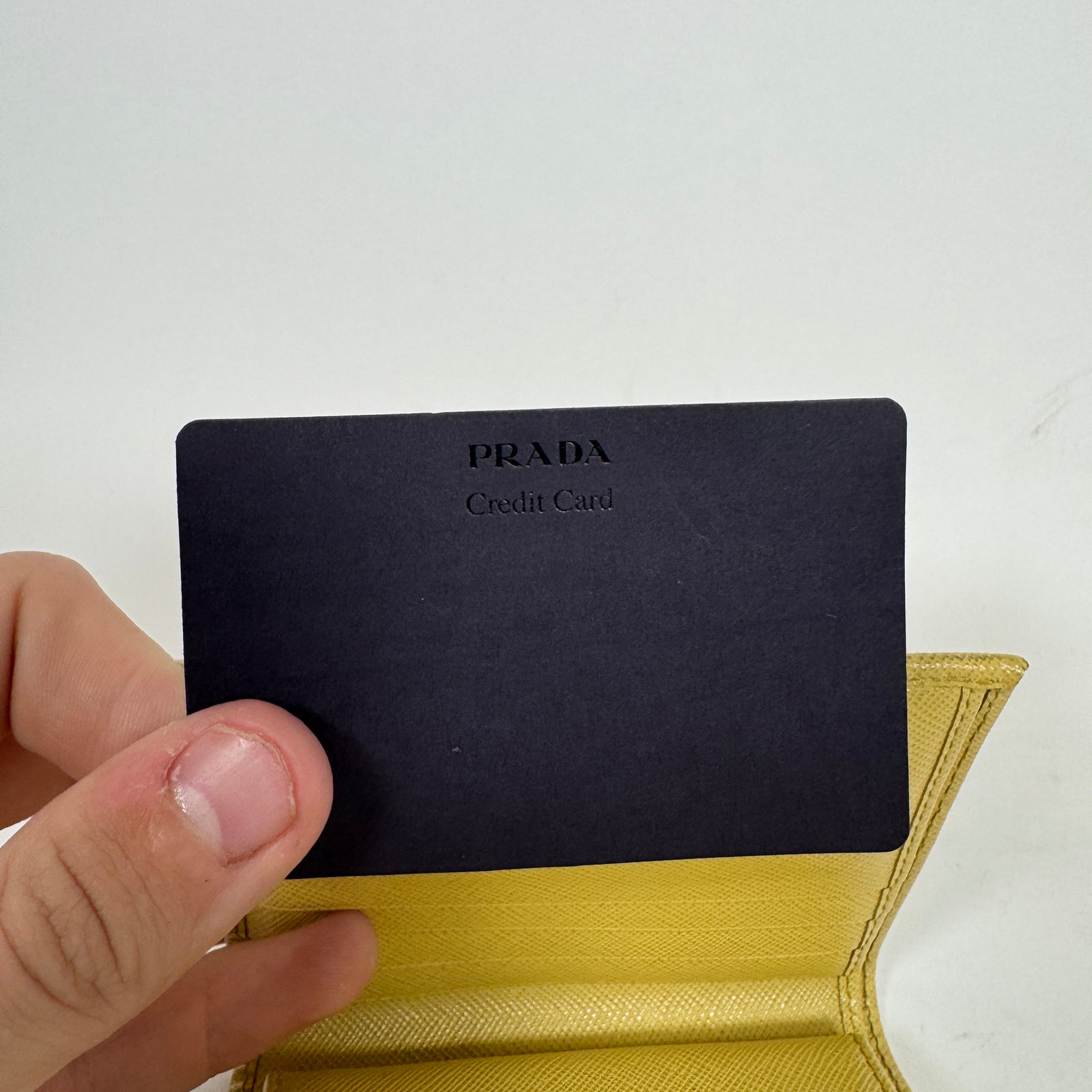 Prada Yellow Leather Compact Wallet