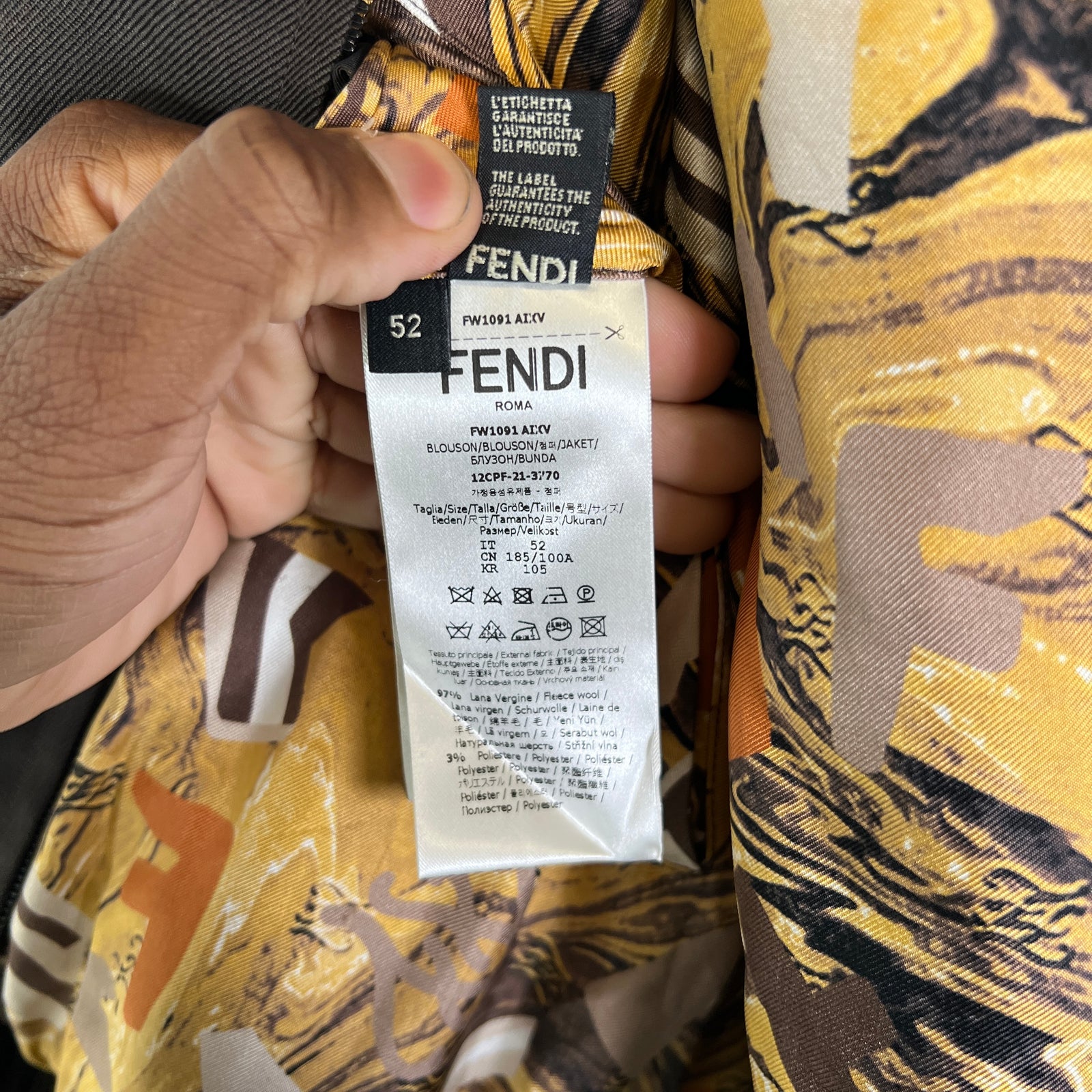 Fendi FF Marble-Effect Reversible Bomber Jacket