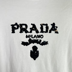 Prada Sequin Embellished Logo T-Shirts
