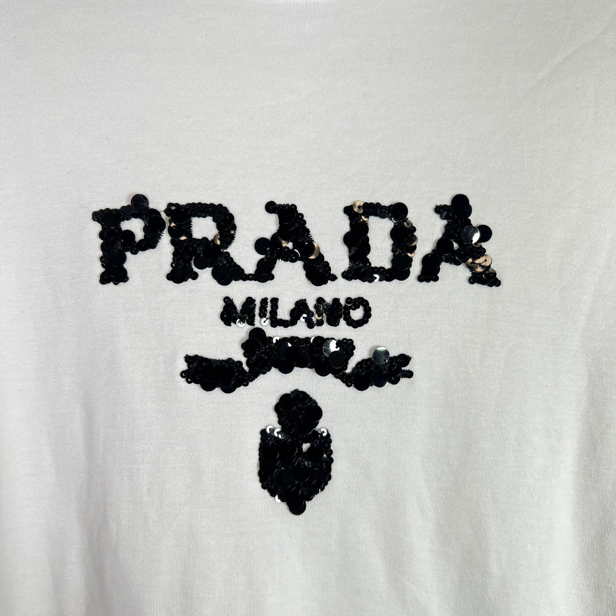 Prada Sequin Embellished Logo T-Shirts