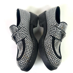 Prada Crystal Embellished Triangle Logo Loafers