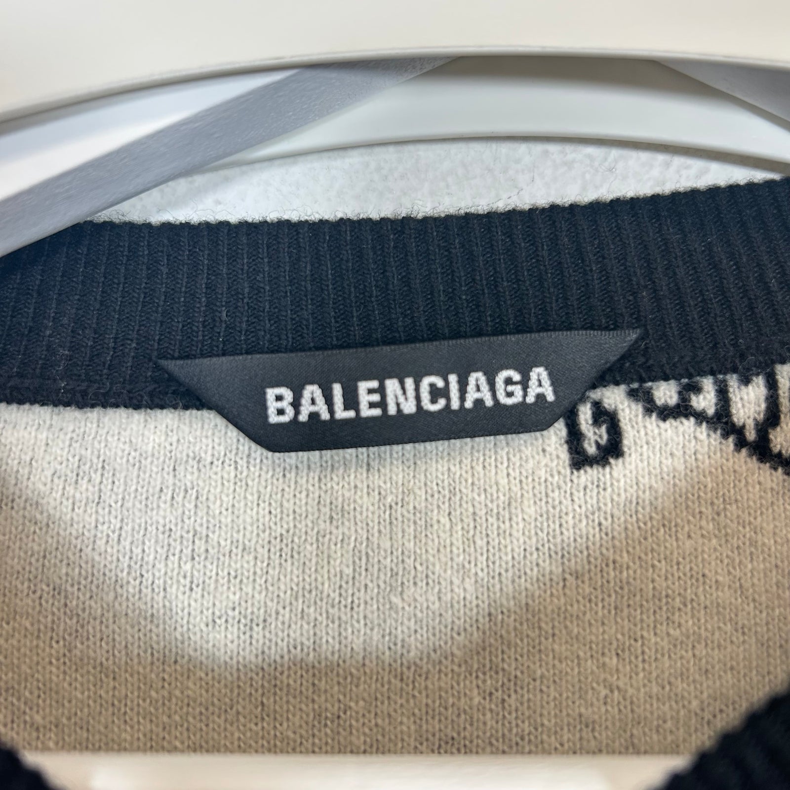 Balenciaga Black Wool Script Logo Sweater Size XXL