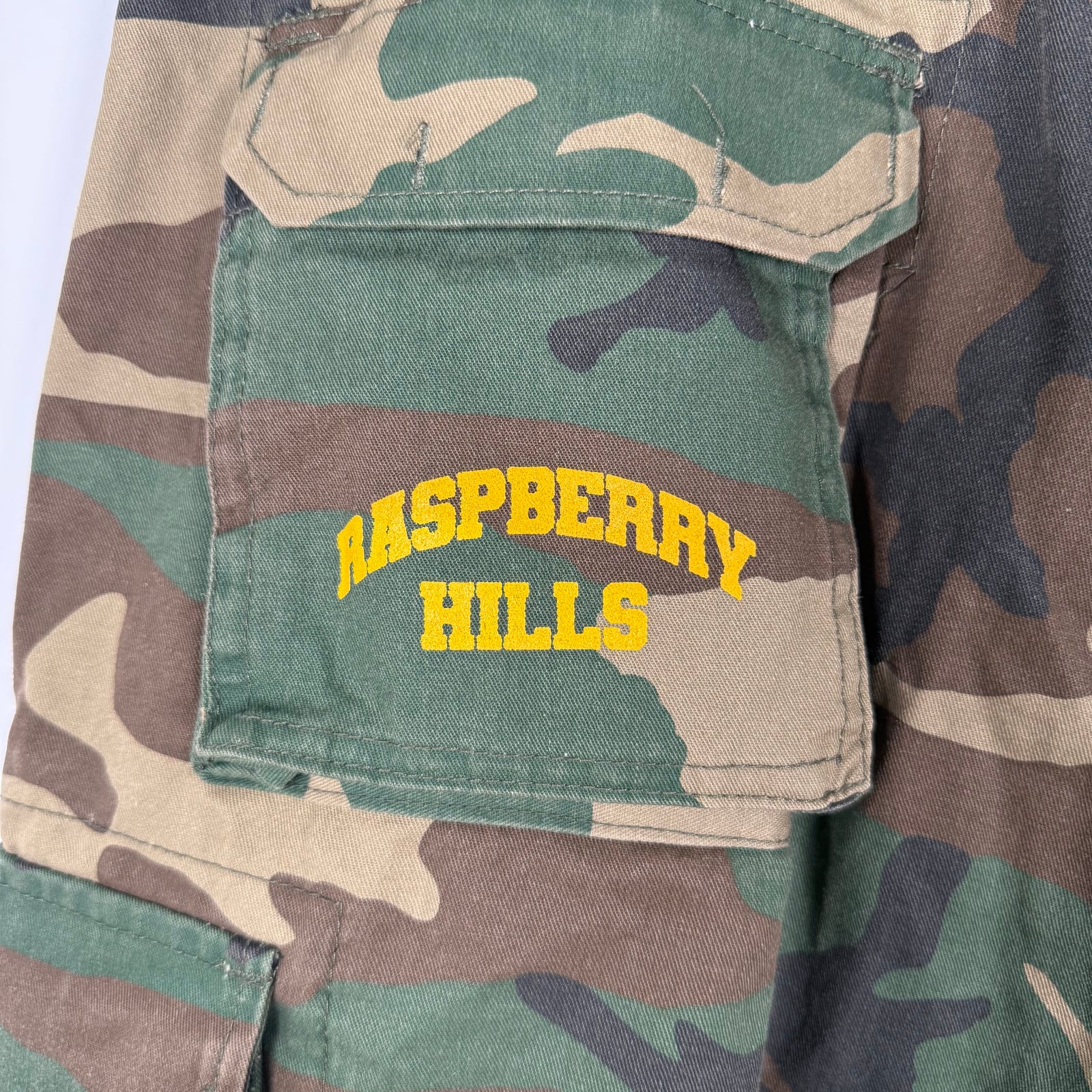 Raspberry Hills Camo Logo Shorts Size L