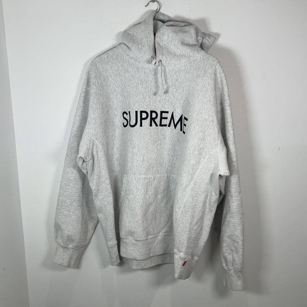 Supreme Grey Capital Logo Hoodie