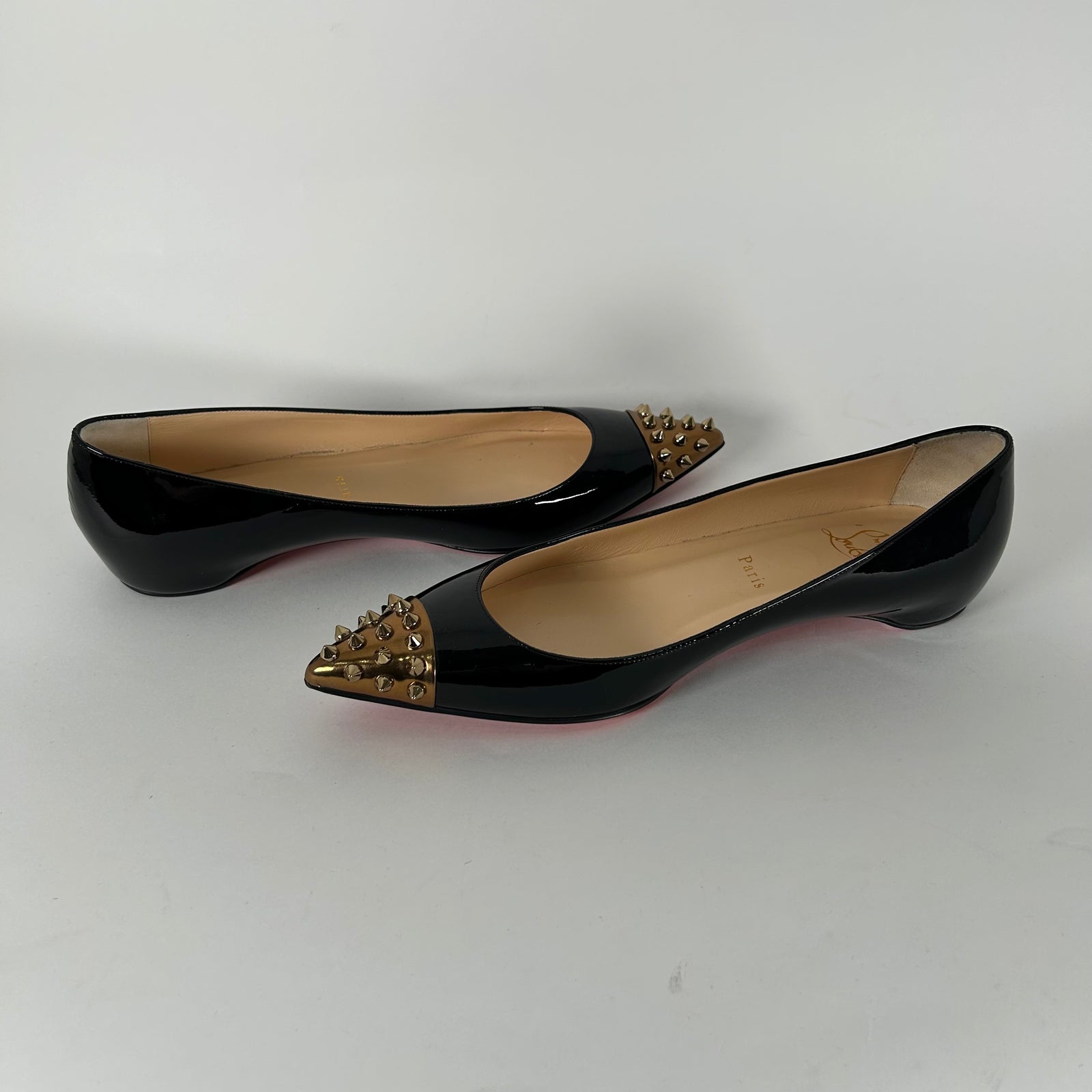 Christian Louboutin Geo Spiked Patent Flat Size 39.5