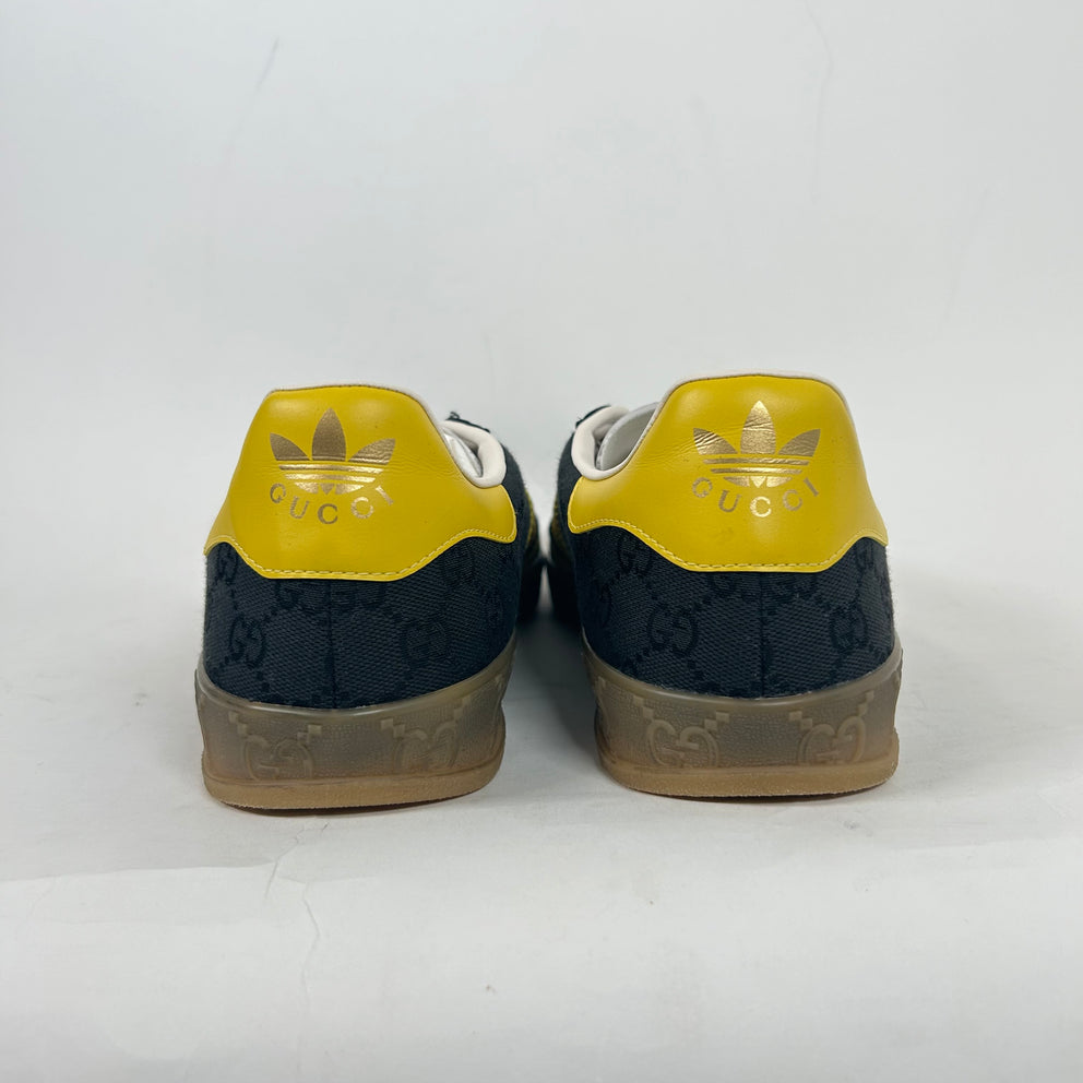 Gucci x Adidas Black/Yellow GG Monogram Gazelle Sneaker Size 13.5