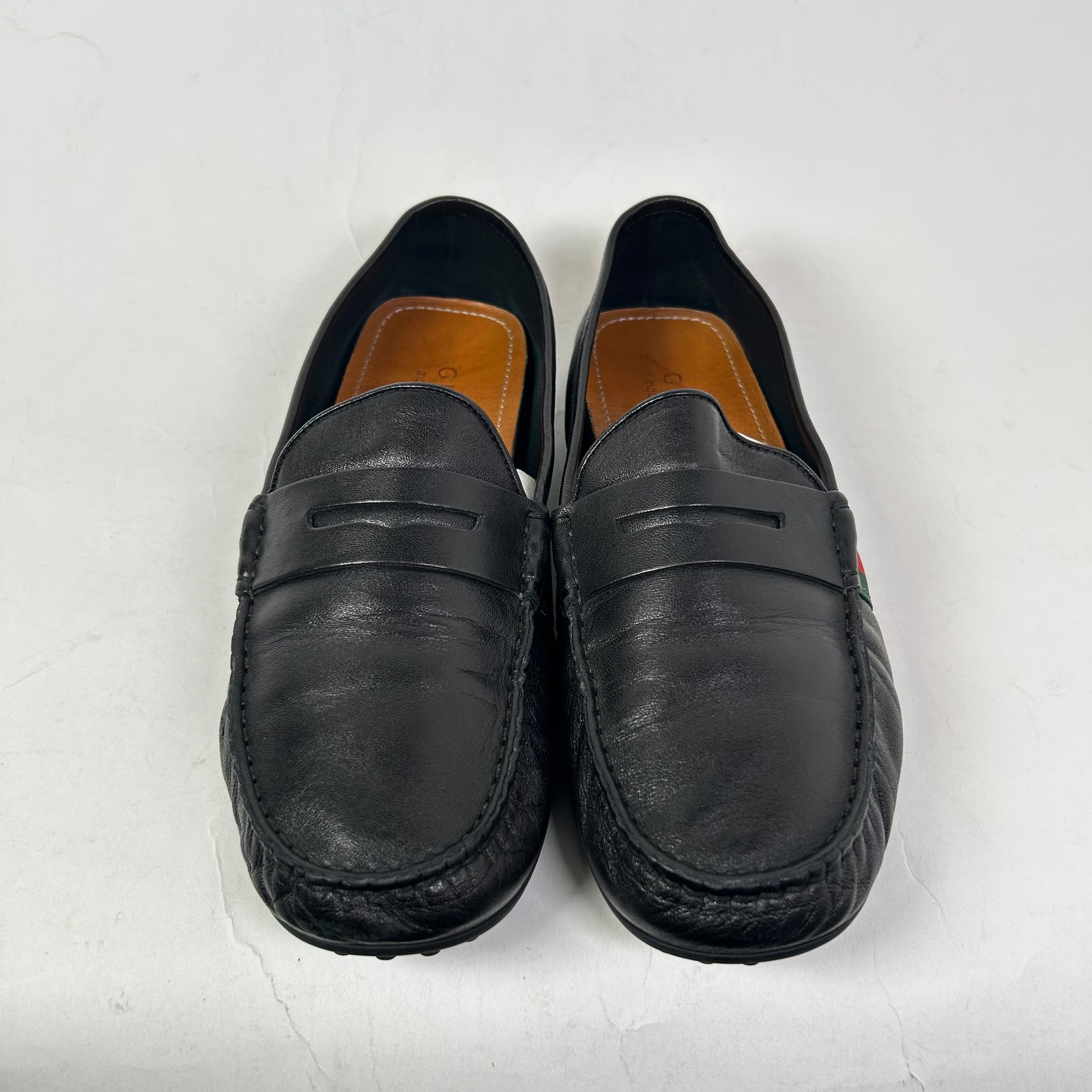 Gucci Black Nappa Leather Driving Loafers