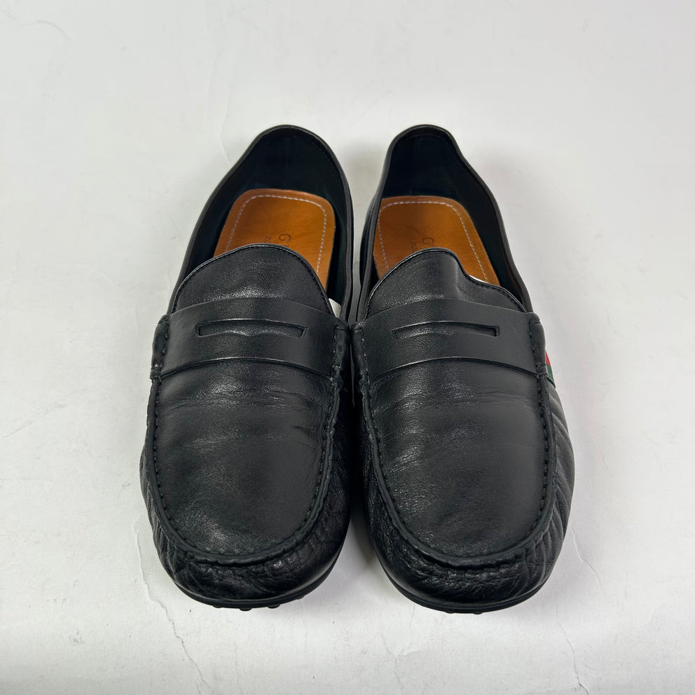 Gucci Black Nappa Leather Driving Loafers