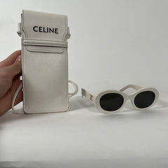 Celine White Triomphe Oval Sunglasses