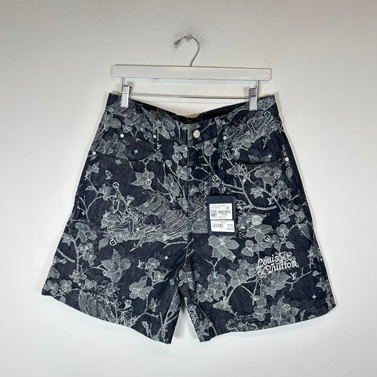 Louis Vuitton Floral Jacquard Denim Shorts Size 32