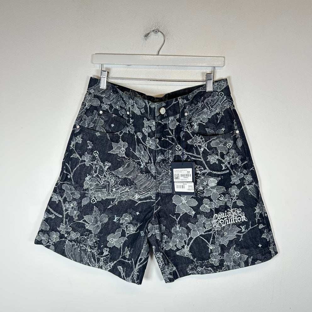 Louis Vuitton Floral Jacquard Denim Shorts Size 32